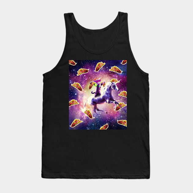 Rave Space Cat On Unicorn - Taco Tank Top by Random Galaxy